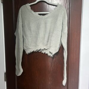 Jessica Simpson Cream V-Neck Cropped Sweater